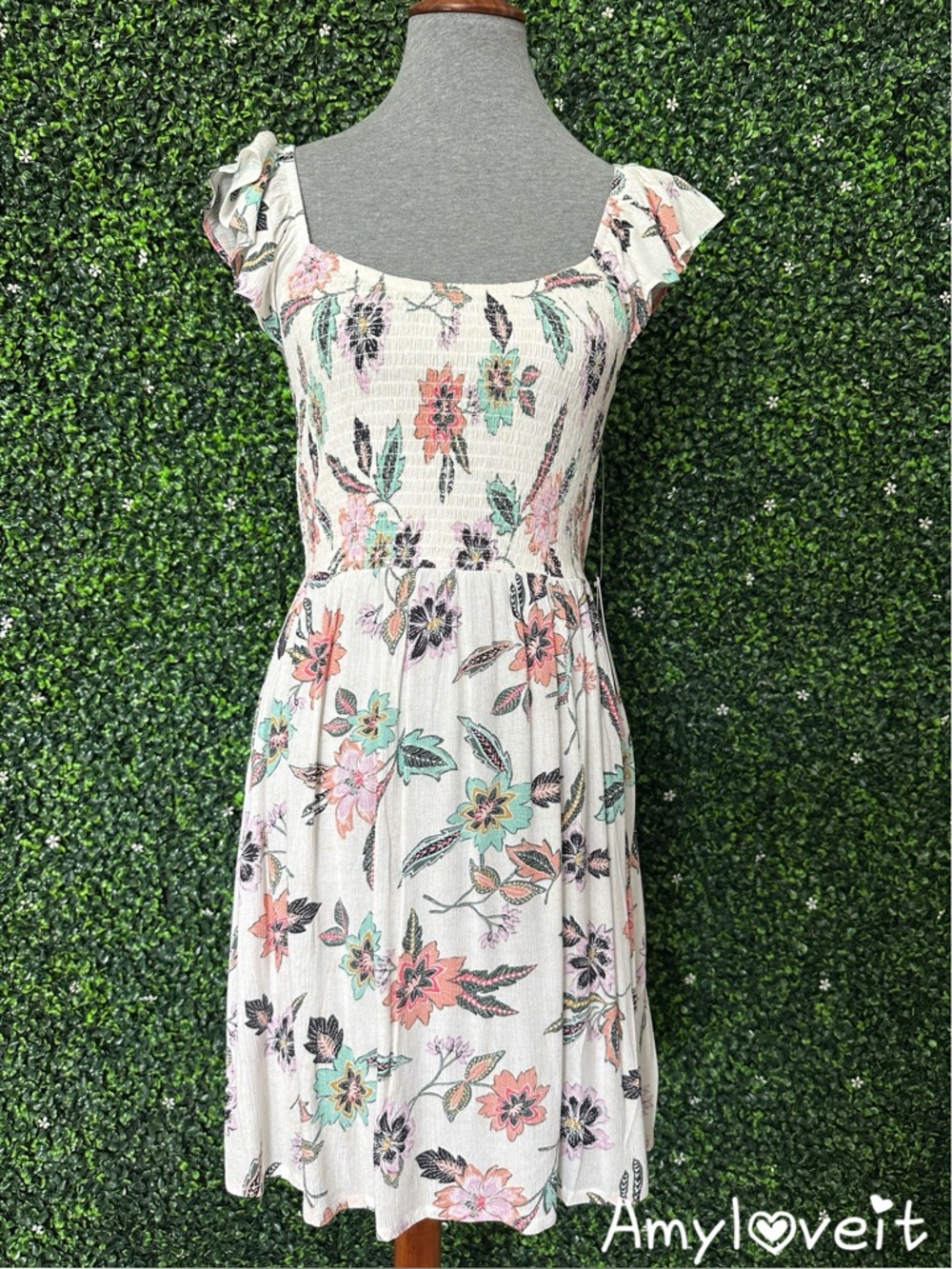 Hurley Floral Ruffle Sleeve Mini Dress #95